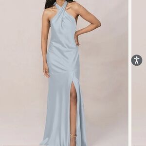 Revelry Athena Sky Blue statin dress